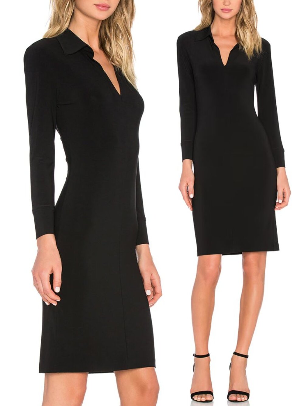 NEW Norma Kamali Kulture Black Shirt Dress S Collared Polo Designer Jersey $195